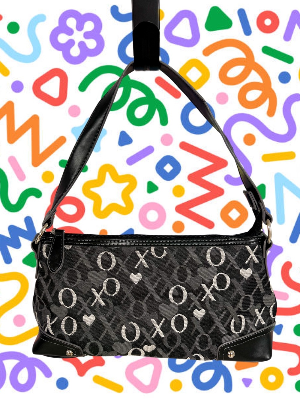 XOXO y2k black and white exes and ohs purse